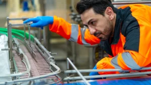 Millwright working on a conveyor system